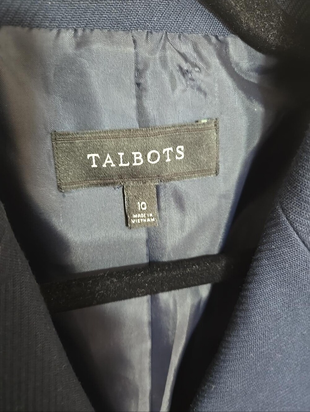 Talbots Navy Cotton Blazer Size 10 Tortoise Buttons Tailored Preppy Jacket - Picture 13 of 14